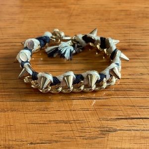 18k gold plated spike and thread bracelet